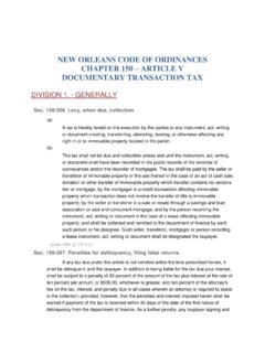 NEW ORLEANS CODE OF ORDINANCES CHAPTER …