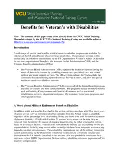 Benefits for Veteran’s with Disabilities