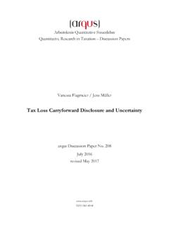 Tax Loss Carryforward Disclosure and Uncertainty - arqus