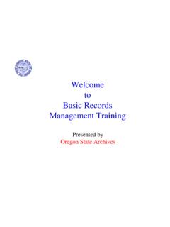 Welcome to Basic Records Management Training