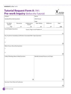 Tutorial Request Form A (TRF) Pre-work Inquiry …