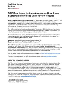 S&amp;P Dow Jones Indices Announces Dow Jones Sustainability ...