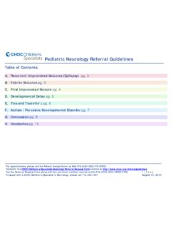 Pediatric Neurology Referral Guidelines