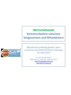 Wertsch&#228;tzende Kommunikation zwischen Vorgesetzten und ...