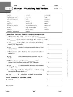 1 Chapter 1 Vocabulary Test/Review
