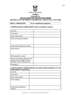 REPUBLIC OF SOUTH AFRICA FORM 2 APPLICATION FOR …