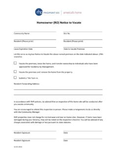 Homeowner (RO) Notice to Vacate - RHP Properties
