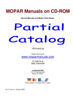 Service Manuals and Master Parts Books Partial …