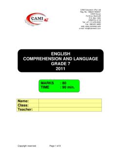 ENGLISH COMPREHENSION AND LANGUAGE GRADE 7 2011