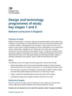 National Curriculum - Design and technology key stages 1 to 2