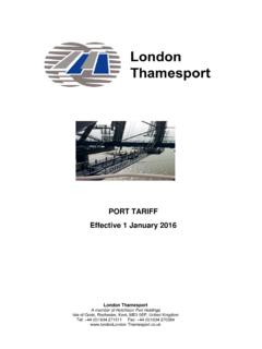 PORT TARIFF Effective 1 January 2016 - London Thamesport