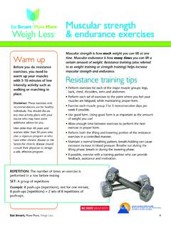 Muscular strength &amp; endurance exercises