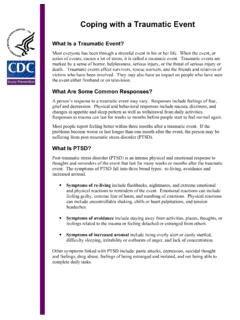 Coping with a Traumatic Event - Centers for Disease ...