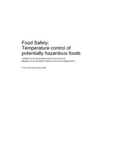 Food Safety: Temperature control of potentially hazardous ...