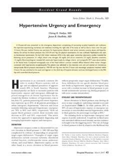 Hypertensive Urgency and Emergency - ACMC