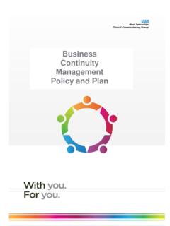Business Continuity Management Policy and Plan
