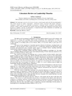 Literature Review on Leadership Theories