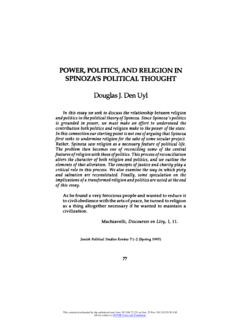 POWER, POLITICS, AND RELIGION IN SPINOZA'S POLITICAL …