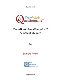 TeamWork Questionnaire™ €Feedback Report
