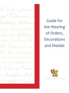 Guide for the Wearing of Orders, Decorations and Medals ...
