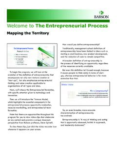 Welcome to The Entrepreneurial Process - Babson College