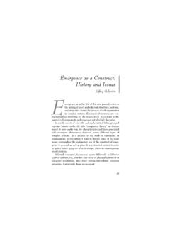Emergence as a Construct: History and Issues - Anecdote