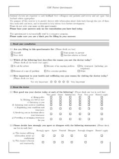 GMC Patient Questionnaire - GP Tools