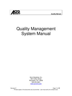 Quality Management System Manual - Acro Ind
