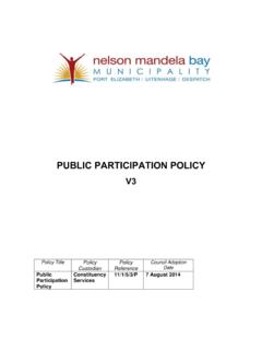 PUBLIC PARTICIPATION POLICY - Nelson Mandela Bay ...