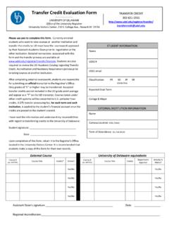 Transfer Credit Evaluation Form - University of Delaware