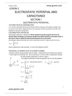 PHYSICS NOTES LESSON 2 ELECTROSTATIC POTENTIAL …