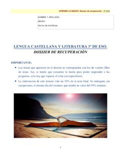 LENGUA CASTELLANA Y LITERATURA 3&#186; DE ESO. DOSSIER …