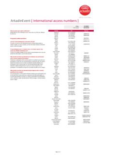 ArkadinEvent [ International access numbers ]