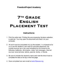 7th Grade English Placement Test - …