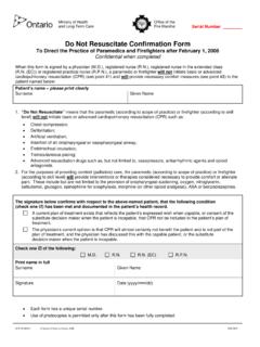 Do Not Resuscitate Confirmation Form - Ontario