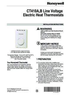 CT410A,B Line Voltage Electric Heat Thermostats