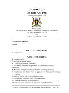CHAPTER 227 The Land Act, 1998. - Ministry of Lands ...