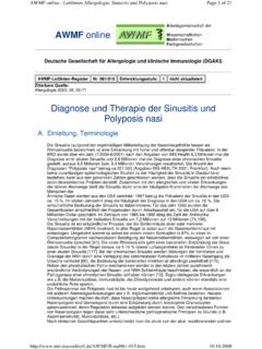 Diagnose und Therapie der Sinusitis und Polyposis …