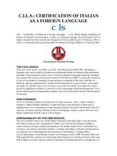 C.I.L.S.: CERTIFICATION OF ITALIAN AS A FOREIGN …