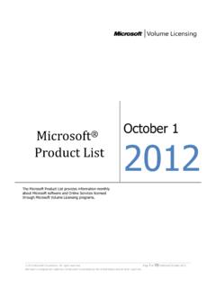 Microsoft October 1 Product List 2012 - Licentia