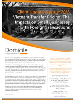 Client Update, August 2018 Vietnam Transfer …