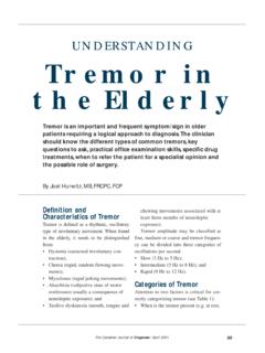 UNDERSTANDING Tremor in the Elderly