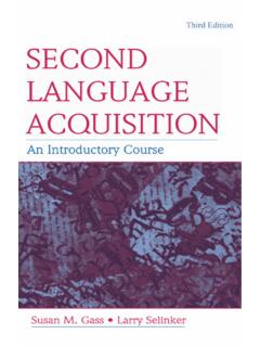 SECOND LANGUAGE ACQUISITION - University of …