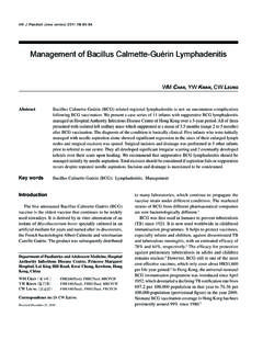 Management of Bacillus Calmette-Gu&#233;rin …
