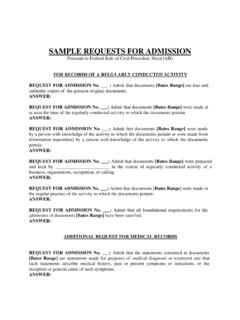SAMPLE REQUESTS FOR ADMISSION - United States Courts