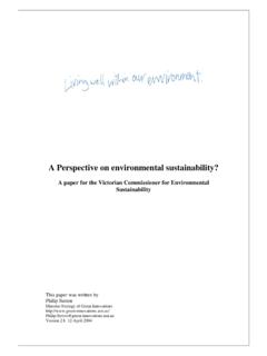 A Perspective on environmental sustainability
