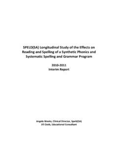 SPELD(SA) Longitudinal Study of the Effects on Reading and ...