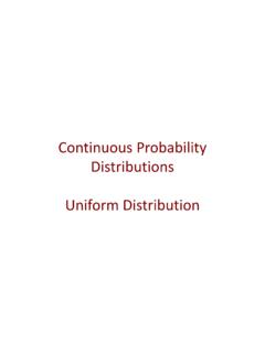 Continuous Probability Distributions Uniform Distribution