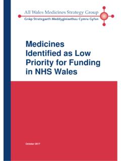 Medicines Identified as Low Priority for Funding in NHS Wales