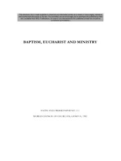 BAPTISM, EUCHARIST AND MINISTRY